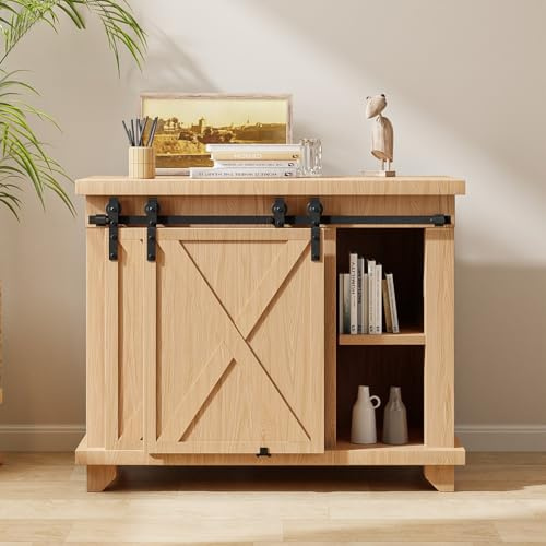 BONIKLUBA Mini Schiebetür Komplettset Schiebetürbeschlag 76.3cm Laufschiene mit Rollen Schiebetürsystem für Bypass Doppel Schiebetür Holz (Keine Schranktüren)