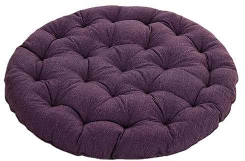 Große Bodenkissen,Rund Leinen Futon-Kissen Japanischer Stil Getuftet Boden-Kissen Meditations-Kissen für das Sitzen auf dem Boden Fenster-Kissen für Yoga Sofa Balkon (Dunkelviolett,75x75x10cm)