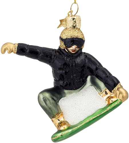 SIKORA Snowboarder besondere Weihnachtskugel Glas Christbaumschmuck Deko Figur Weihnachten Anhänger Ornament - Trend Line - BS656