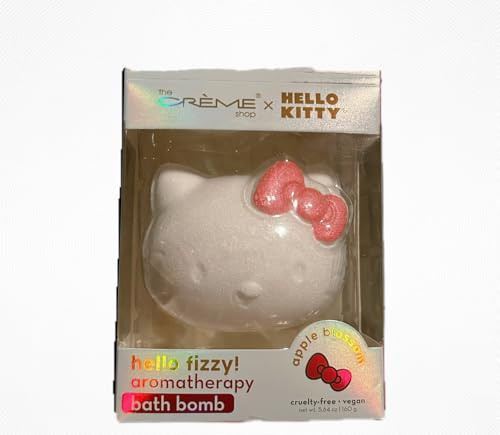The Crème Shop x Hello Kitty Bath Bombs: Fizzing, Soothing, Moisturizing, Aromatherapy, Relaxation, Spa-Like Experience for Silky Smooth Skin (Apple Blossom) Set of 1 PK