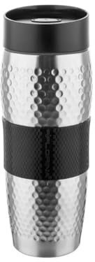 FLORINA Mug Isotherme (360 ml) I Tasse Isotherme en Acier Inoxydable PRESTON I Thermos Mug avec Couvercle I Mug Inox de Voyage I Mug Thermos - Texture en Silicone Antidérapante I Couleur: Noir