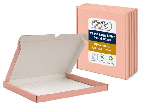 iDEALS UK PACKAGING C5 PiP Large Letter Postal Boxes A5 229 x 159 x 20mm Pink (25)