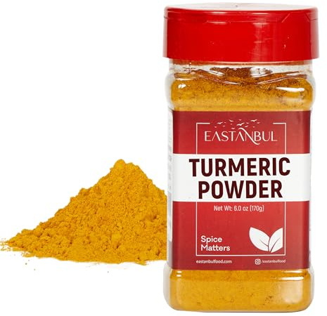 Eastanbul Turmeric Powder, 6oz, Ground Turmeric Powder AKA Curcuma En Polvo, Indian Tumeric Ground & Pure, Top-Notch Culinary, Perfect for Golden Milk, Sauces, Dressings, Natural, Vegan, Non-GMO