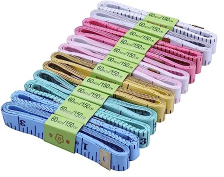 Lurrose Flexibles Maßband Leichtes und Rollbares Bandmaß 10 Stück 1,5m aus Pvc und Faser Zufällige Farbe für Handwerker und Näharbeiten