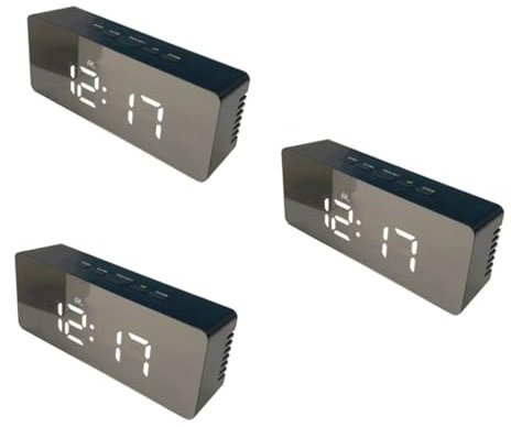 MAGICLULU 3stücke Wecker Mit Temperaturanzeige Und Schlummerfunktion Schwarz Moderne Wanduhr Für Schlafzimmer Und Wohnräume