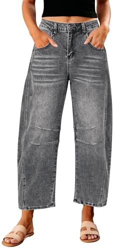 GRAPENT Cute Clothes Western Jeans for Women High Rise Jeans Women's Relaxed Fit Nashville Outfits for Summer High Waist Jean Pants for Spring Fall Winter Color Foxy Gray X-Large Size 16 Size 18