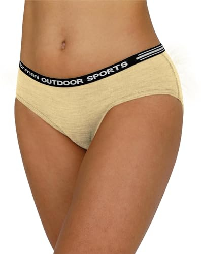 normani Damen Merino Slip Merinounterwäsche Sport Outdoor Hipkini Schlüpfer Unterhose - 100% Bio-Merinowolle Wollweiß XS