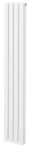 Radiateur à Colonne Ovale 1600mm x 240mm, Chauffage Moderne Vertical à Tube Ovale en Acier au Carbone Blanc Brillant, Cuisine Salon Salle de Bain [Brosse, Attaches Murales & Supports INCLUS]