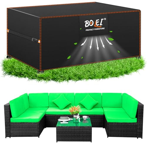 BOELI Abdeckung Gartenmöbel Winterfest Belüftung.420D Oxford 280x204x106cm | Wasserdichte schutzhülle für rattanmöbel & balkonmöbel, reißfest, regenfest, winddicht, langlebig, atmungsaktiv