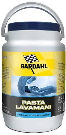 Bardahl - Pasta Lavamani, Pulisce Le Mani a Fondo, Rimuove Sporco, Olio, Grasso, Catrame, Vernici, Hand Cleaner Privo di Solventi, Flacone da 3 Litri