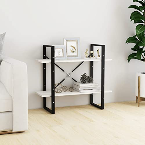 ZEYUAN Estantería 2 Niveles, Libreria Estanteria, Estanteria Libros, Estanteria Escalera, Estanterias Habitacion Juvenil, Muebles Estanterias, Madera Maciza de Pino Blanco 80x30x70 cm
