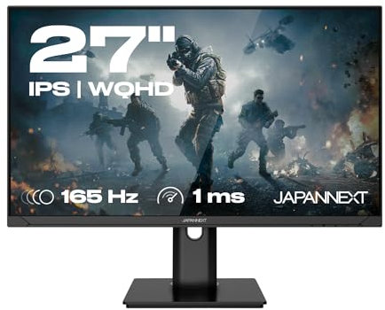 JAPANNEXT Monitor Gamer 27 IPS WQHD (2560x1440) 165hz 1ms | HDR | Altura e inclinación Ajustables (HSP) Altavoces Integrados | Flicker-Free G-Sync/FreeSync | Garantía 2 años | JN-27IPS165WQHDR-HSP