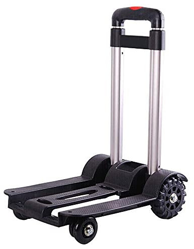 Carro de mano plegable portátil con plataforma giratoria de 360° para equipaje, viajes, compras, mudanza automática y uso en oficina, 22 x 54 cm, negro, 24 x 46 cm