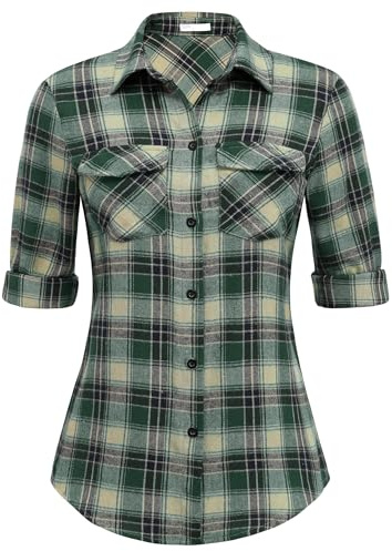 UNibelle Femme Chemisier Long à Carreaux Robe Tunique Ceinture Chemise en Lin et Coton Haut Top Blouse Grande Taille Blanc et Noir XL