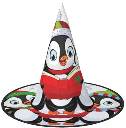 YFSGDLBN Weihnachtspinguin-bedruckter Halloween-Hut Hexenhut spitzer Hut dekorativer Hut