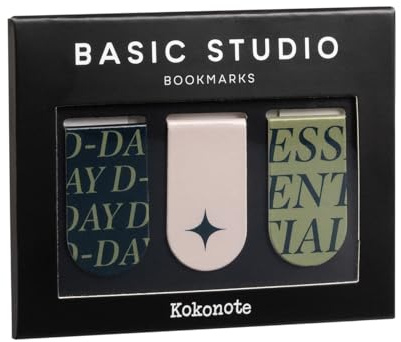 Kokonote Lesezeichen Magnetisch Set 3 Stück Basic Studio Grün, Beife und Schwarz Magnetlesezeichen - Buch Zubehör