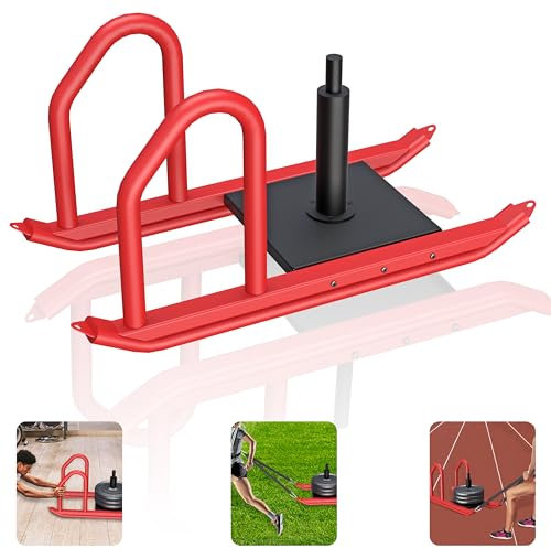 Trineo de peso resistente mejorado 2025 para entrenamiento de fuerza, capacidad ajustable de 500 libras, trineo de fitness para exteriores, gimnasio, fútbol y crossfit, marco de acero duradero con