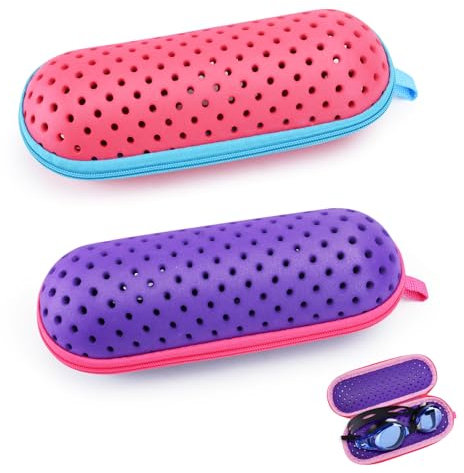 Bekecidi 2 Fundas para Gafas de Natación, Caja Protectora Transpirable con Agujero de Drenaje, Funda Portátil de EVA para Gafas de Natación para Mujer, Contenedor de Almacenamiento Ligero para Gafas