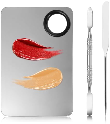 AEIOPRS 3 Pcs palette de maquillage en acier inoxydable et spatule Set Cosmétique Palette de mélange Picasso Maquillage Spatule à double tête