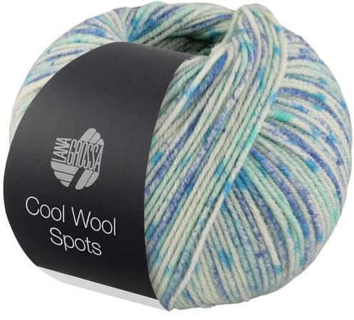LANA GROSSA Cool Wool Spots | Extrafeine Merinowolle, waschmaschinenfest mit buntem Sprenkeldruck | Handstrickgarn aus 100% Schurwolle | 50g Wolle zum Stricken & Häkeln | 160m FB 5005