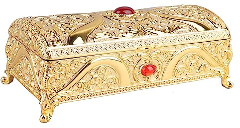 TOPINCN Boîte à Bijoux en Métal Vintage, Boîte à Bibelots à Motif Vintage avec Velours Doux, Grande capacité pour les Boucles D'oreilles, Boîte à Bijoux en Alliage pour Filles, Cadeaux