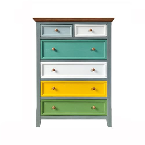 Lijiaxiuyc-101 Kommode Bunte Schubladenkommode – Schubladenkommode aus Holz – Organizer und Aufbewahrungsschrank for Flur – Eingangsbereich oder Wohnzimmer Schlafzimmeraufbewahrung(80 * 40 * 110cm)