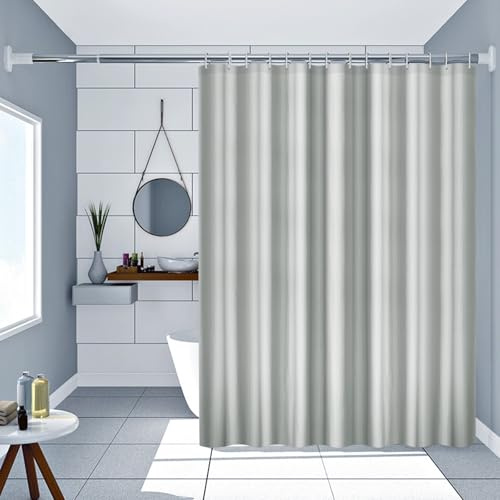 AMDXD Duschvorhang 180x200 Grau Wasserdicht Polyester Waffel Badevorhang Waschbar Schnelles Trocknen mit 12 Duschvorhangringen