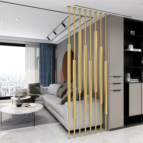 Paravent Sichtschutz Trennwand Freistehend Raumteiler Trennwandpaneel Trennwandpfosten für Wohnzimmer, Schlafzimmer und Büro, Metall-Lamellen Bereichstrenner, 155-300cm(7pcs-E,255cm/100in/8.37ft)
