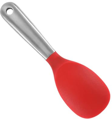 Cucchiaio da riso in silicone con manico in acciaio inox, resistente al calore, per casa, ristorante e hotel