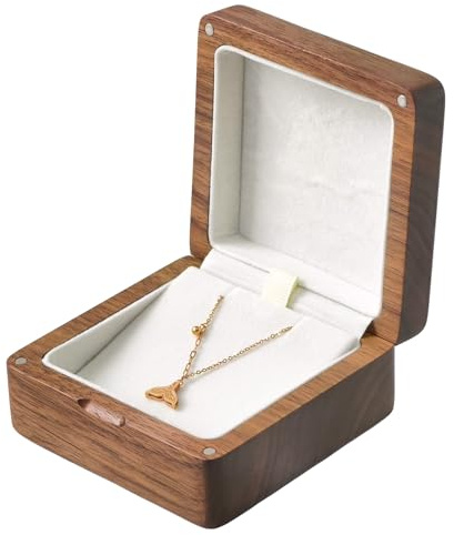 muso wood Wooden Necklace Box Made of Real Walnut Wood Pendant Box Jewellery Box Necklace Bracelets Display Box Gift Box