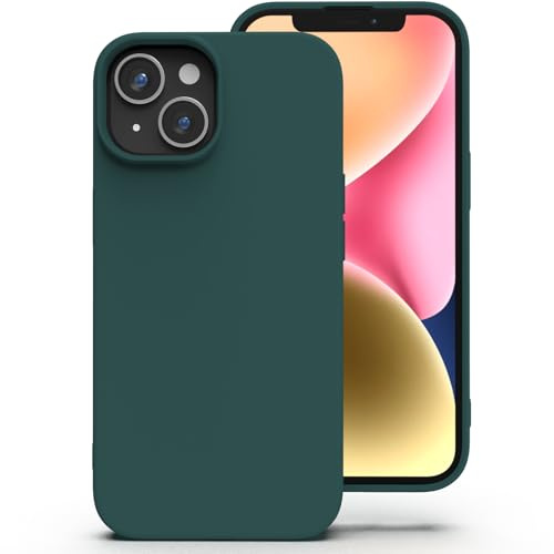 Zuvirelx Silikon Handyhülle für iPhone 14 Hülle, Weiches Griff, Dünne, Minimalistisch, Stoßfest, rutschfest, Taschenpassend - Tiefgrün