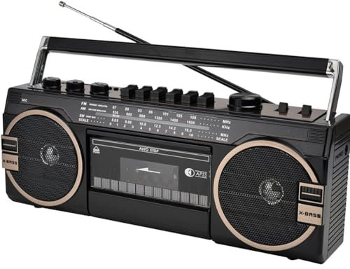 Classico Stereo Retrò Anni '80, Registratore A Cassette Portatile Bluetooth, Lettore CD Con Radio AM/FM, Bluetooth, Manopole Di Regolazione Del Volume, For Riunioni Di Famiglia E Viaggi