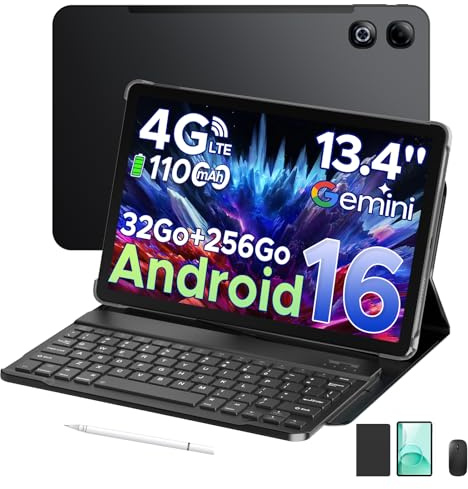 DOOGEE Tab G6 Max Tablette Android 16, Tablette 13 Pouces,UNISOC T7280, 32 Go de RAM + 256 Go de ROM Tablette avec Clavier, Batterie 11 000 mAh,13 MP + 8 MP, 90 Hz/Octa Core/Face ID/Jack 3,5 mm,Noir