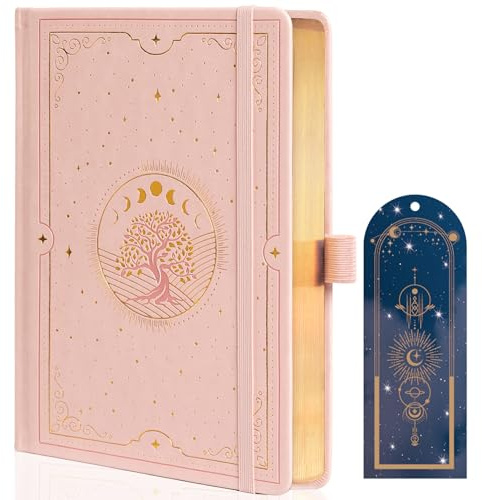TIEFOSSI Cuaderno Tree of Life, Cuaderno Rayado A5 para Mujeres y Hombres, Diario Estético con 316 Páginas Numeradas, Cuadernos de Tapa Dura de Cuero Vegano con Marcador, Papel Grueso de 100 GSM