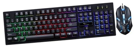 TOKIDNY Wired USB Gaming Keyboard and Mouse Set Mechanical Touch Keys, Luminous Backlit Black Mouse and Ergonomic Keyboard for Use