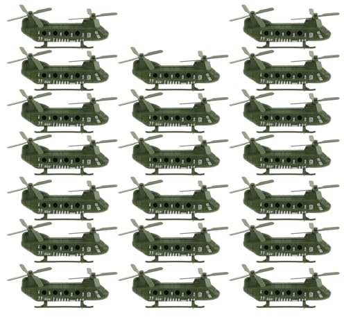ZUNOXAZ 20 Pcs Military Helicopters Double Rotor Army Plane Models for Boys Collectible Aircraft for Sand Table Display and Creative Role Play