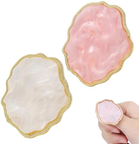 YIPFEN 2 Palettes en Forme de Coquillage, Pour Vernis à Ongles, Mélange de Couleurs, Support Stickers Ongles, en Résine pour Nail Art, Anneaux Vernis UV Gel, Palettes Couleurs Cils (Blanc, Rose)