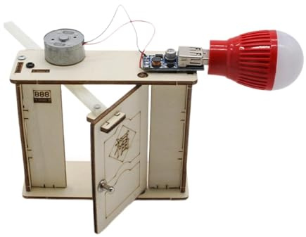 YIXANNX Wooden Hand Generator Model Educational Toy Door-Opening Power Generation Kit For Young Minds Promoting Creativity And Scientific Learning Home Door Opening Electric Generator Toy Portable