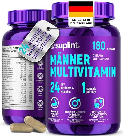 Multivitamines Homme Haute Puissance - Complexe A-Z Vitamines, Minéraux et Compléments - 180 Gélules pour 180 Jours - Énergie, Immunité & Santé - Complément Alimentaire All-in-One