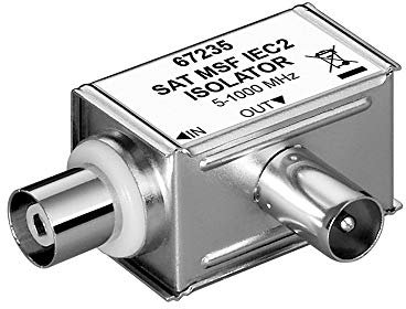 Goobay 67235 Mantelstromfilter / Koaxial Stecker auf Koaxial Kupplung / Koax Kabel galvanische Trennung / IEC Anschlüsse für Kabelfernsehen DVB-T