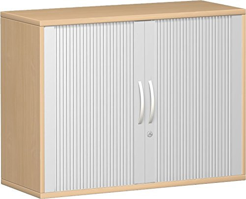 Geramöbel Anstell-Querrollladenschrank 1 Dekor-Einlegeboden, mit Stellfüßen, abschließbar, 800x425x720, Silber/Buche