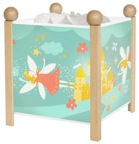 TROUSSELIER - Princesses Fées - Veilleuse - Lanterne Magique - Idéal Cadeau Enfant - Dessin animé - Lumière rassurante - Couleur Bois Naturel - Ampoule 12V 10W inclue - Prise Elec. EU