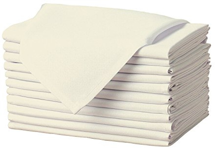 Gee Di Moda Cloth Napkins - 17 x 17 Inch Ivory Dinner Napkins - Set of 12 Soft & Absorbent Washable Fabric Cloth Table Napkins with Hemmed Edges for Hotel Restaurant, Holiday Parties & Wedding