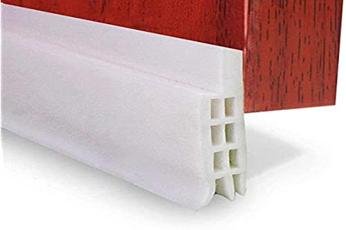 EXTSUD Tira de Sellado Burlete Bajo Puerta Tira Autoadhesiva Silicona para Puerta Aislamiento Acústico/a Prueba de Viento/Anti-Bug de Sellado, 5x200cm Blanco