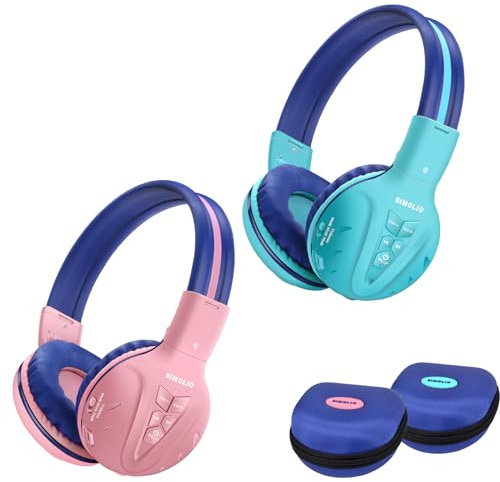 SIMOLIO Casque Supra-auriculaire Bluetooth sans Fil pour Enfants avec Volume limité de Son Sûr pour Protéger L'audition, Solide et Pliable Casque sans Fil pour Enfants, Pochette EVA Inclus
