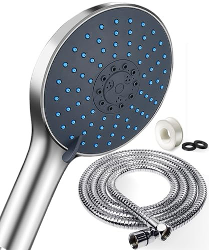 Duschkopf, NEUFLY Handbrause gross duschkopf mit Edelstahl schlauch wassersparend Druckerhöhend Brausekopf Chrom Universal Duschbrause - 7 Modi Dusche