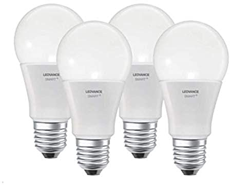 LEDVANCE Smarte LED-Lampe mit Bluetooth Mesh Technologie, Sockel E27, Dimmbar, Warmweiß (2700K), ersetzt Glühbirnen mit 60W, steuerbar mit Alexa, Google und Apple Voice, SMART+ BT CLA DIM, 4er-Pack
