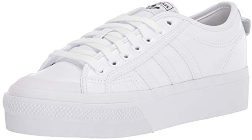 adidas Women's Nizza Platform Shoes, White/White/Black, 9.5