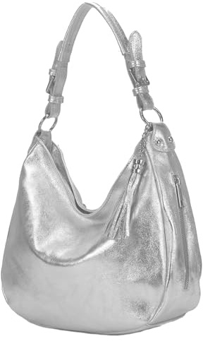 modamoda de T200 Damen Leder Schultertasche Henkeltasche, handmade in Italy