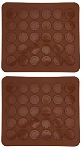 Haofy Silicone Macaron Mats, 2x30-Grid Non-Stick Baking Brown, Rectangular, 11.0 x 9.8 inches